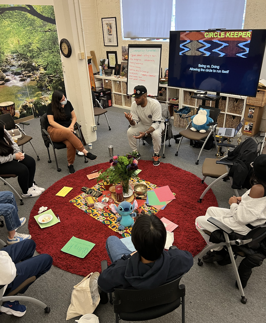 Last Restorative Justice Training In-Person with RJOY where Commissioners and Staff are sitting around a healing circle from vertical view</p> <p>Last Restorative Justice Training In-Person with RJOY where Commissioners and Staff are sitting around a healing circle from vertical view