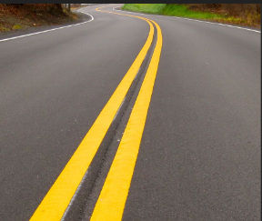yellow double line road divider