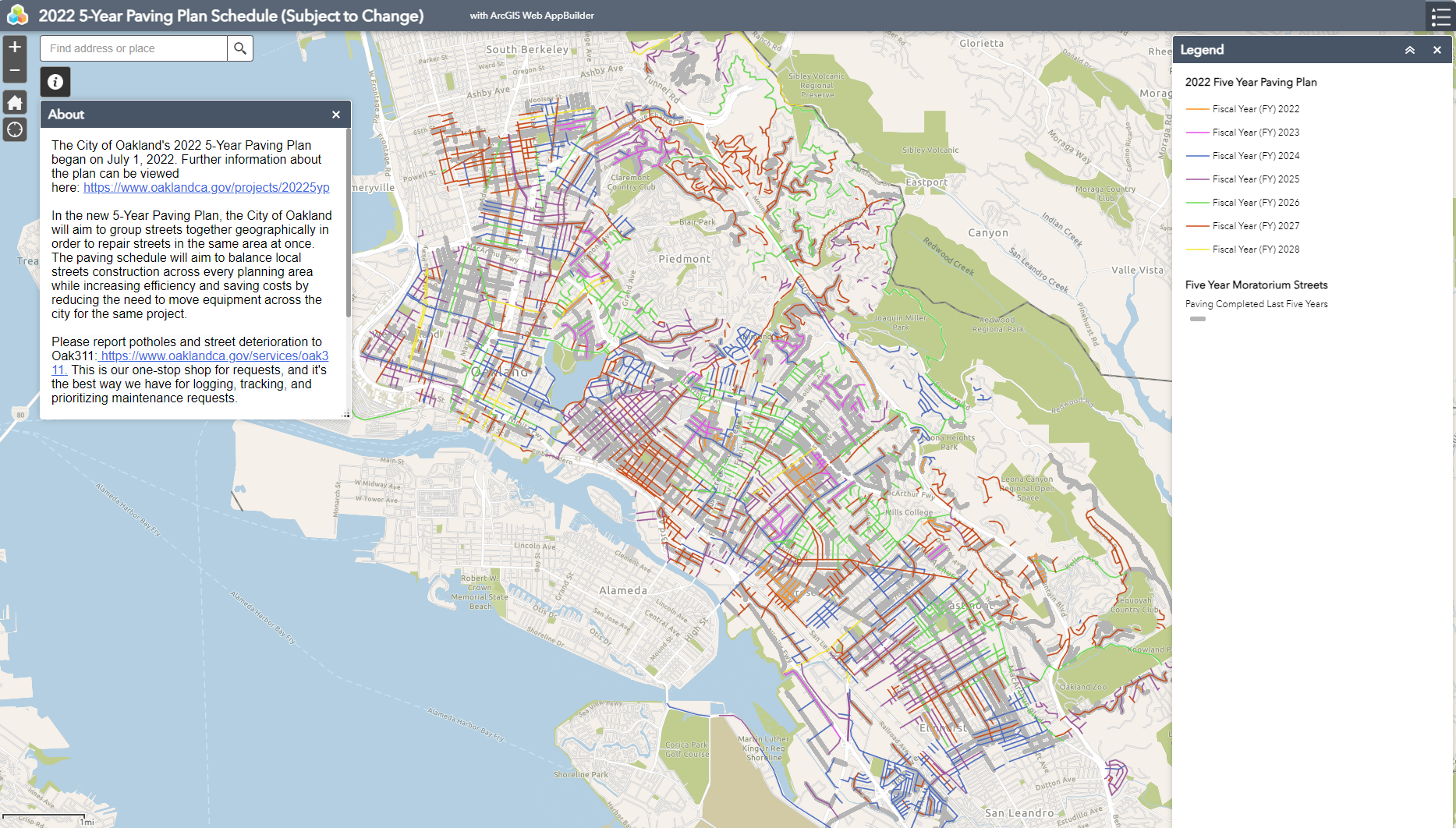 2022 5 Year Paving Plan Schedule
