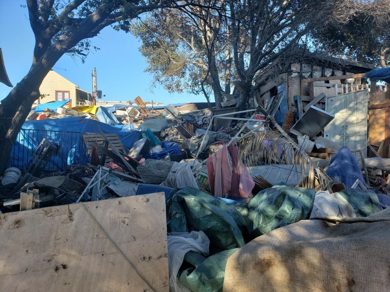 debris filled median