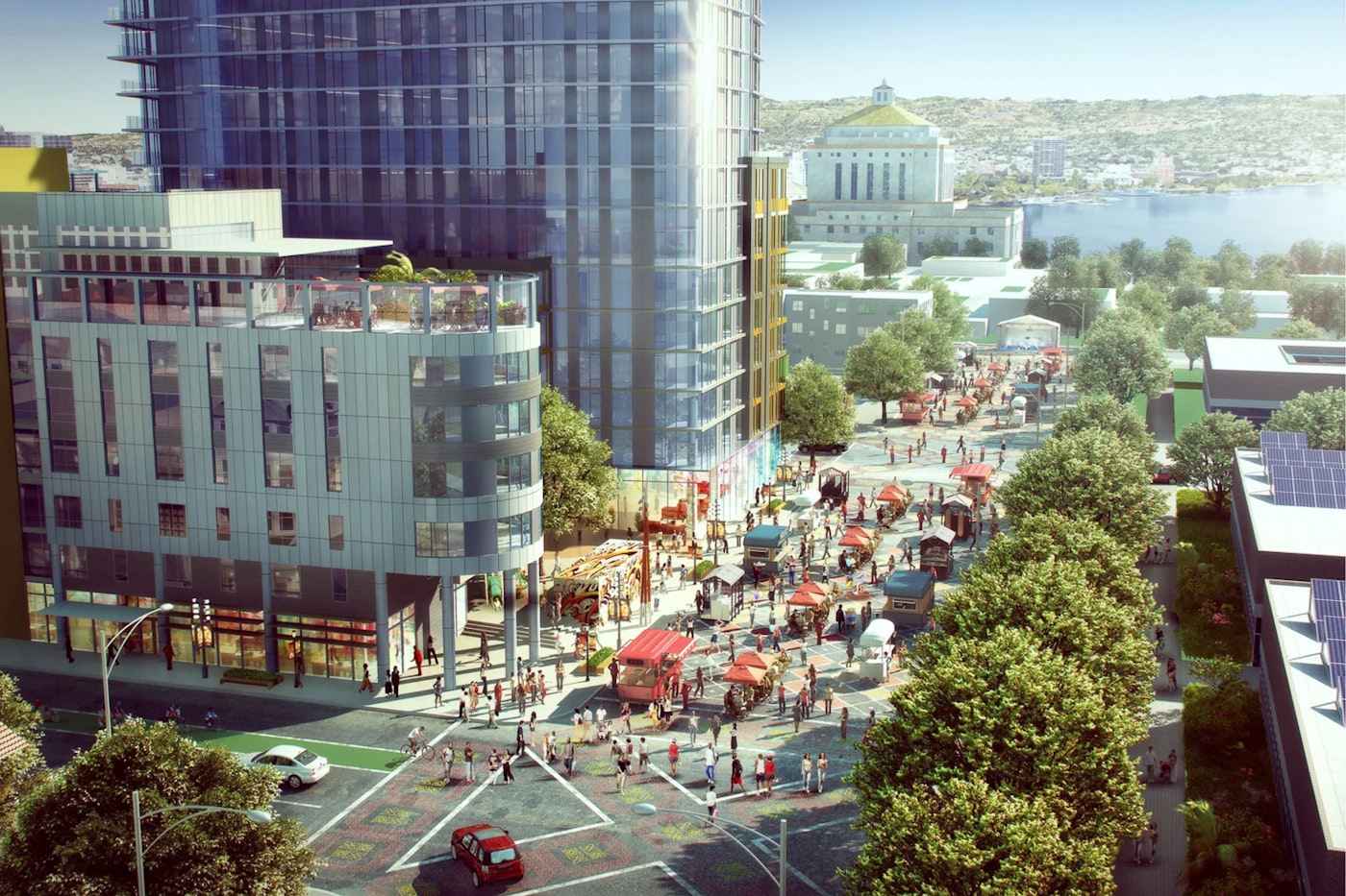 Lake Merritt BART Development plaza rendering