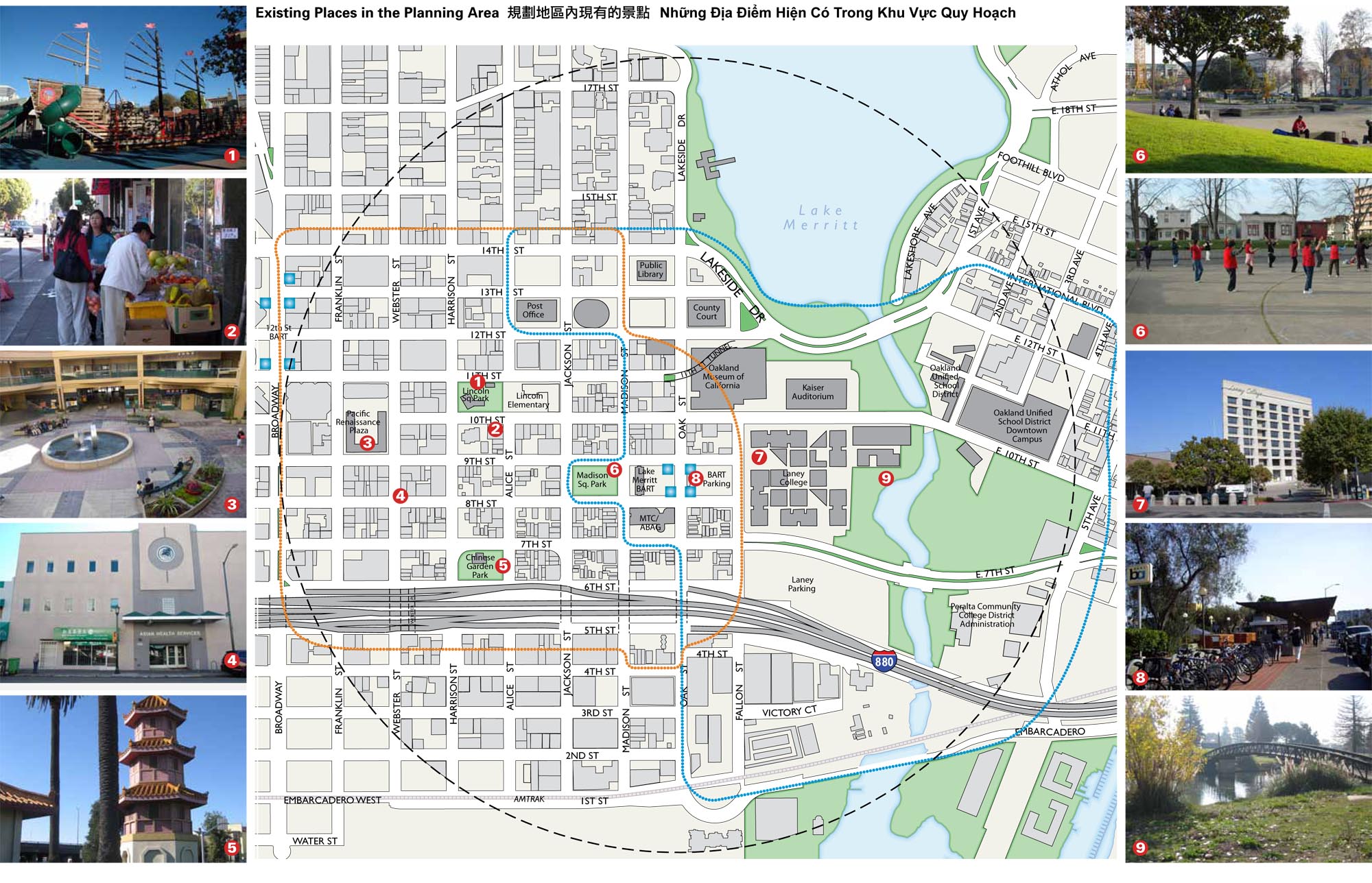 Map illustrating area covered by Lake Merritt Station Area Plan