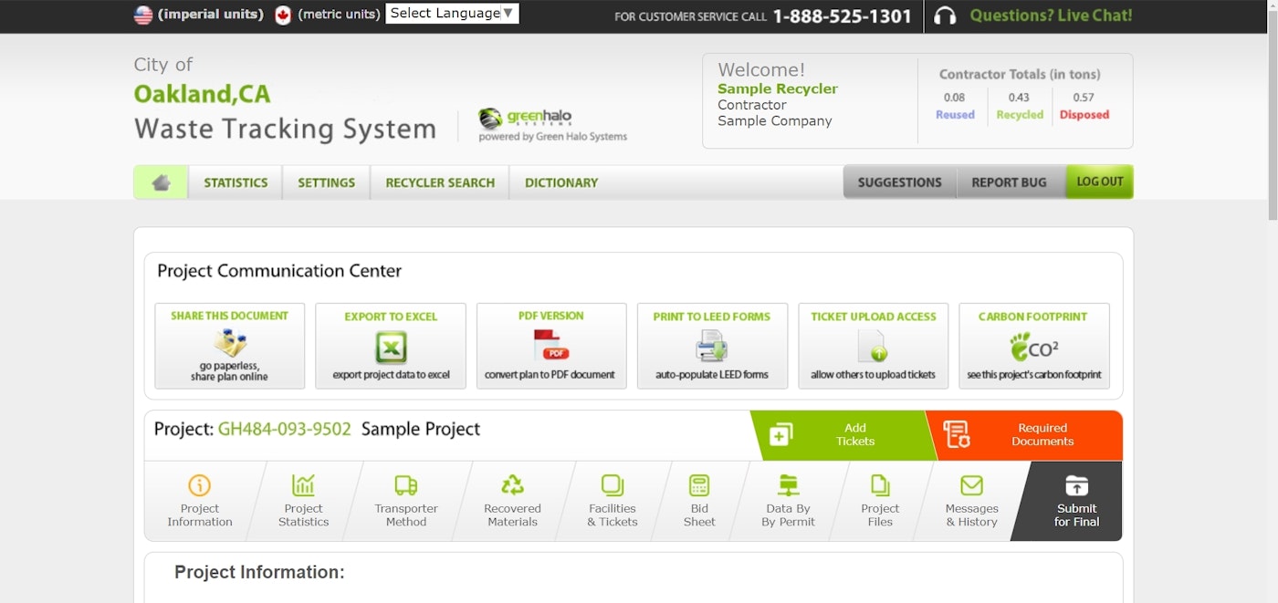 Image of the Submit for Final page of the online Green Halo construction database tool.
