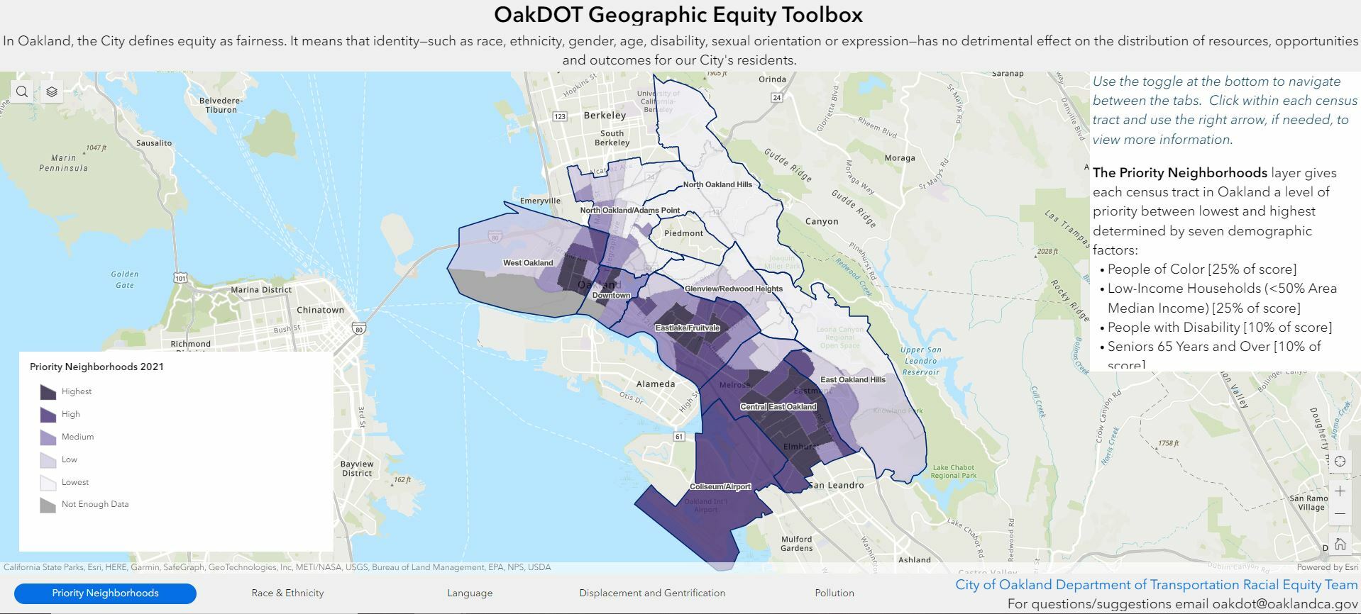 OakDOT Geographic Equity Toolbox Image