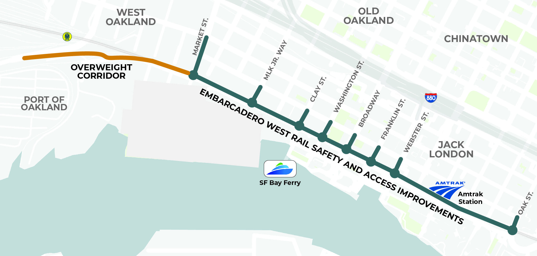 Map of Project: Embarcadero West Rail Safety and Access Improvements