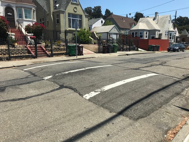 A speed hump on Ney Avenue