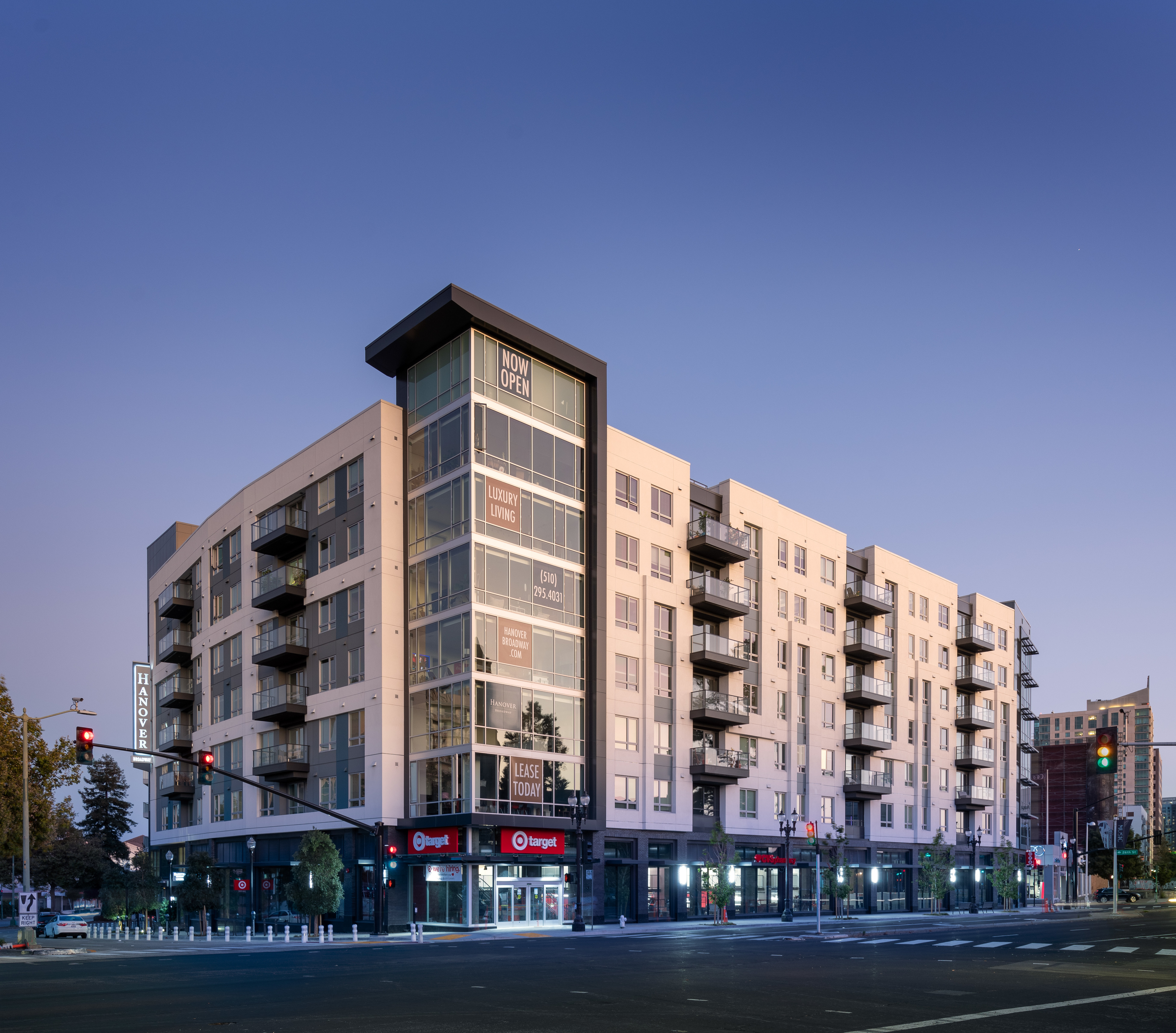 The seven-story Hanover apartment building with Target on the ground floor.